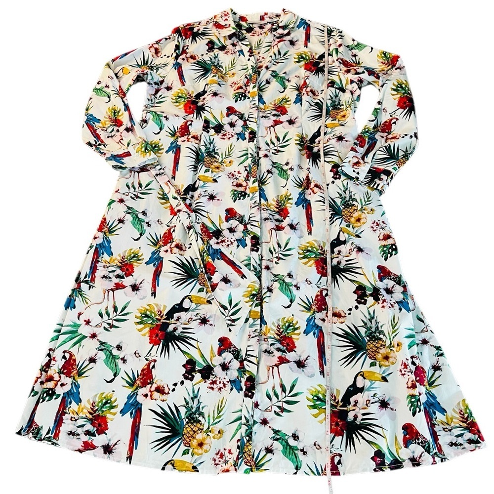 Per Una Multi-Color Buttoned Tropical Bird Patter… - image 7
